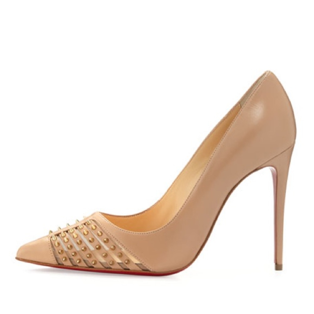 Christian Louboutin Baretta Studded Red Sole Pump, Nude